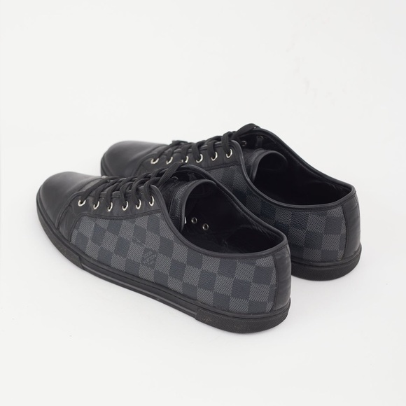 Louis Vuitton Black & Grey Leather Damier Ebene Monogram Sneaker - Picture 3 of 16